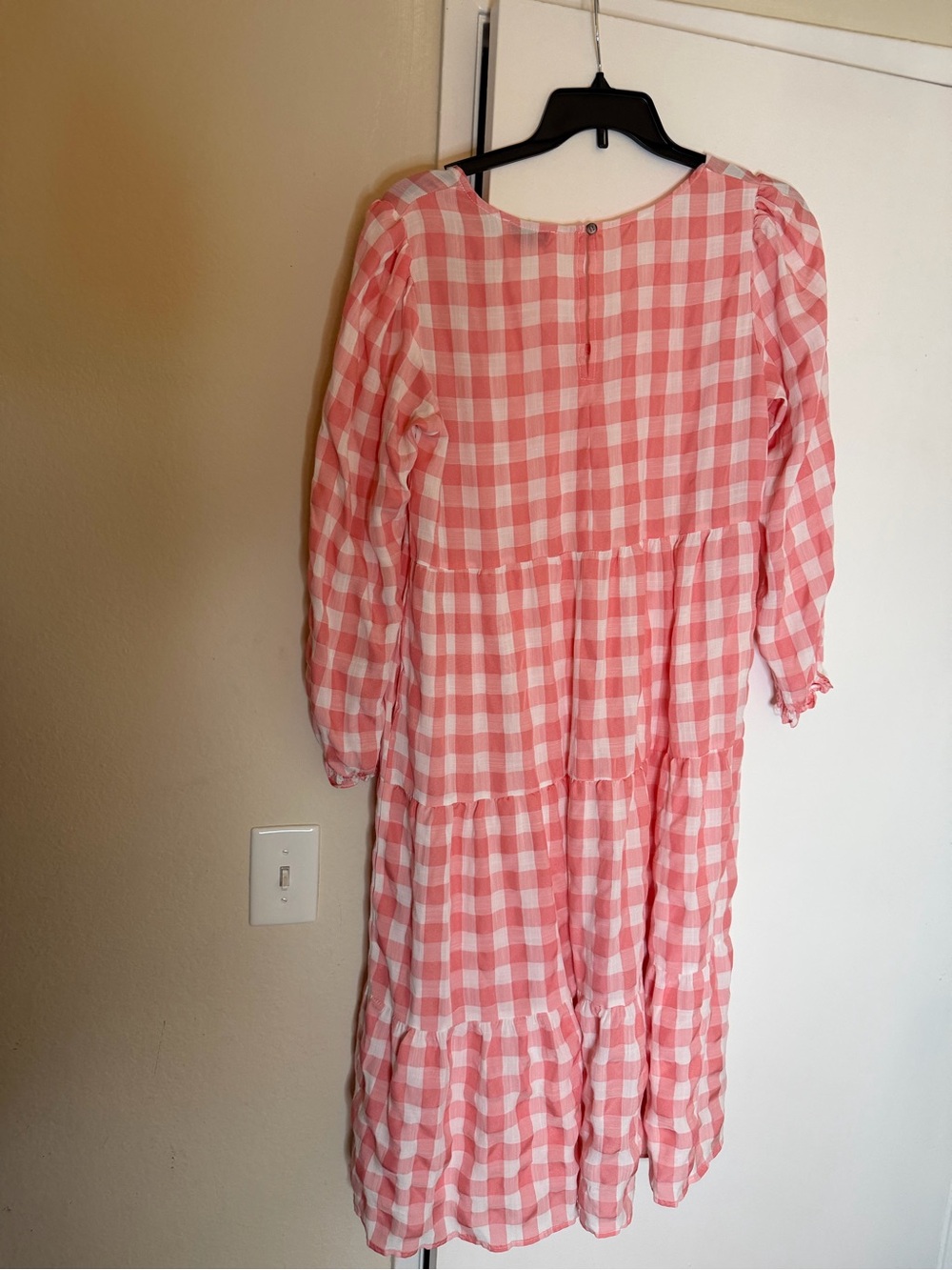 Petal & Pup Pink Gingham V-Neck Tiered Maxi Dress - Picture 3 of 4